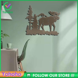 [Yohoho] Rústico Metal arte de pared bosque bosque silueta Animal fauna decoración de pared interior (3)