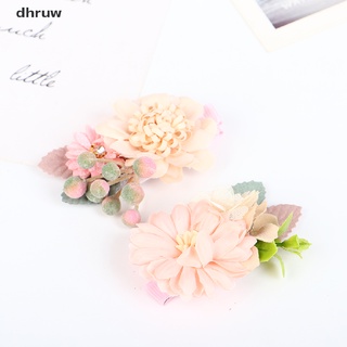 dhruw 3 pzs/juego de broches florales para el cabello boho/flor artificial barrettes co