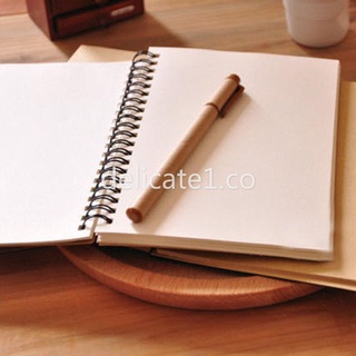 Retro Plain Color Simple Cowhide Coil Sketch Book Graffiti Blank Notebook (4)
