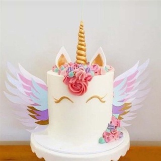 Brillante alas unicornio decoración de tartas niños fiesta de cumpleaños decoración