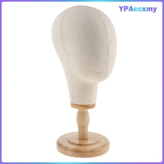 Mannequin Cork Head Canvas Block Wig Making Hats Display Holder with Stand