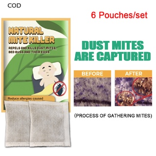 [COD] 6Pouches Natural Herbal Dust Mite Exterminating Pad Killing Anti-mite Cushion HOT