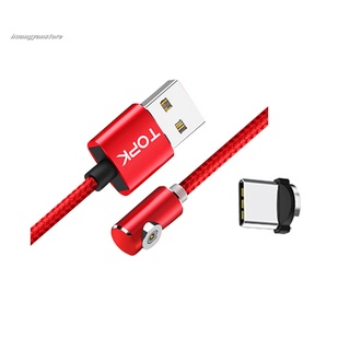 Hy TOPK - Cable de carga magnético trenzado con codo, Micro USB tipo C, para Android iOS