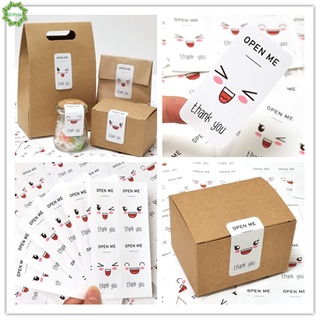 Qipin 100 piezas/paquete encantador Emoji gracias rectángulo sellado etiquetas caja de embalaje pegatina decoración