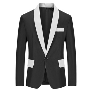 feiyan Men's Casual Business Wedding Long Sleeve Buttons Slim Fit Suit Coat Jacket