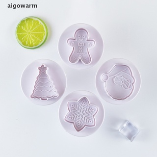 Aigowarm-Juego De 4 Cortadores De Galletas Para Pasteles , Diseño De Navidad Fondant