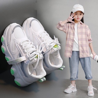 Niñas zapatos de malla transpirable malla papá zapatos 2021 pequeño blanco zapatos niños mi: 2021 (4)