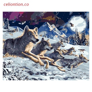 celio pintura para adultos y niños diy kits de pintura al óleo preimpreso lienzo tres lobos