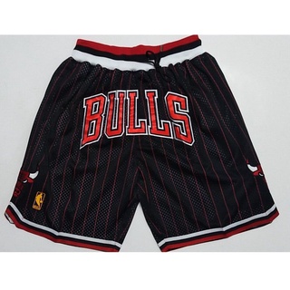 NBA Shorts Chicago Bulls Sports shorts black-red Stripe Pocket version