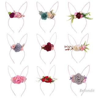 bef diadema de flores artificiales conejito orejas diadema de pascua navidad cosplay disfraz