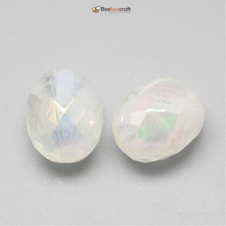 beebeecraft 500g imitación jalea acrílico perlas facetadas oval blanco 21~21.5x17~17.5mm agujero: 2 ~ 3 mm aproximadamente 125pcs/500g para manualidades de bricolaje