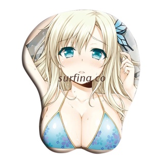 FING New Creative Cartoon Anime 3D Sexy Chest Silicone Mouse Pad Wrist Rest Support