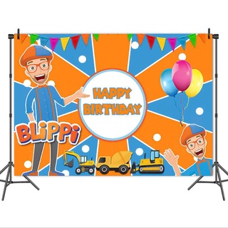 Blippi tema construcción cumpleaños telón de fondo camión excavadora niños fiesta bandera fotografía fondo decoración