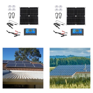2set 100w panel solar kit módulo controlador de carga de batería para rv al aire libre