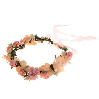 2x boho chica floral corona flor diadema pelo guirnalda boda tocado rosa