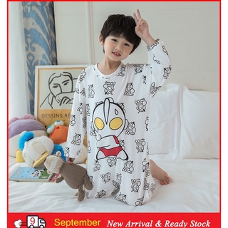 Ropa de dormir Baju Tidur Remaja Kawaii de manga larga pijama de dibujos animados impreso O-cuello Pijamas absorbe la humedad de los niños mayores de algodón salón desgaste