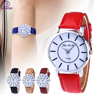 relojes de pulsera casuales con correa de cuero pu para mujer/reloj de cuarzo con esfera redonda a la moda