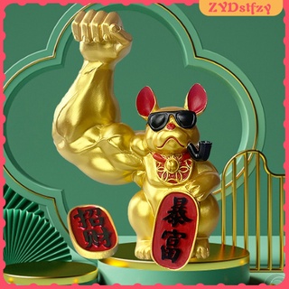 figura de gato de la suerte de brazo fuerte dorado fengshui bienvenido gato estatua tienda decoración