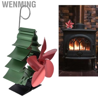 Wenming Home Fireplace Fan Christmas Tree Shape 5 Blades Heat Powered Stove JY (2)