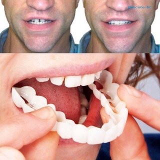 am 2pcs silicona simulación parte superior inferior dientes dentadura blanqueamiento falso cubierta dental (4)