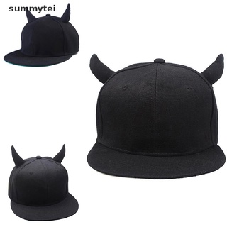summytei hombres mujeres snapback ajustable gorra de béisbol hip hop sombrero negro diablo cuernos gorra co