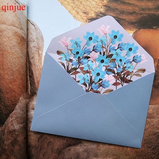 QINJUE flor patrón sobres precioso papel de escritura conjunto de boda cumpleaños sobre fiesta invitación (9)