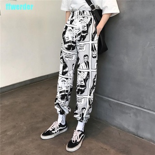 [ffwerder] hombre mujer cómic impreso casual suelto hip hop harajuku deporte pantalones streetwear (8)