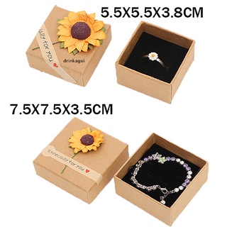 [drinka] juego de 8 cajas de regalo de joyería pequeña caja de papel kraft con flor, cartón presen 471co