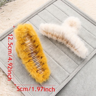 DOWNFACTION Autumn Winter For Women Girl Large Size Horsetail Clip Plush Hair Clip Hair Ornaments Hair Accessories Makeup Hairstyle Barrettes Fashion Jewelry Korea Hairgrip Faux Fur Hair Claws/Multicolor (4)