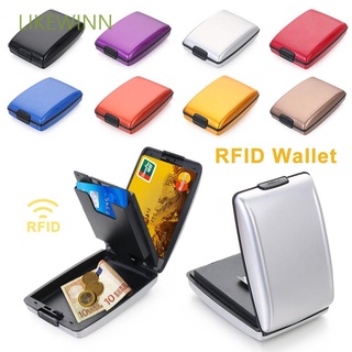 LIKEWINN Business RFID Cartera Metal Tarjeta De Clip Titular De La Crédito No Escaner Antirrobo Multifunción Monedero/Multicolor