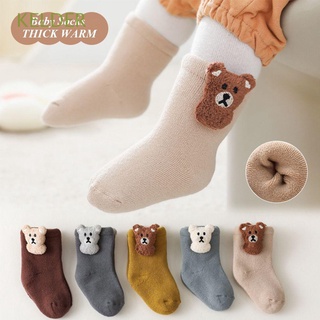 KELDER Cotton Bear Baby Socks Soft Toddler Socks Anti Slip Thick Terry Socks Anti Slip Floor Socks Cute Winter Autumn Non-Slip Leg Warmers Cartoon Doll Socks/Multicolor