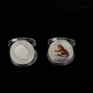 [tu] año del tigre moneda conmemorativa china cultura plata tigre monedas colección.