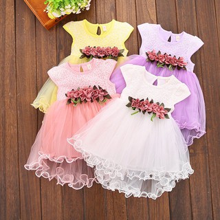 Vestido Dulce De Niña Con Flores Princesa 1-24M (1)