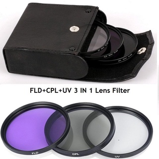 49 mm 52 mm 55 mm 58 mm 62 mm 67 mm 72 mm 77 mm 3 en 1 lente conjunto de filtro con bolsa UV+CPL+FLD para cañón para Nikon para Sony lente de cámara 532