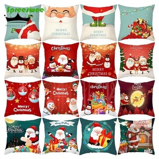 Funda de almohada de navidad 45 cm x 45 cm, cojín de sofá, lino Popular, hogar, navidad, fiesta, papá noel, funda de almohada
