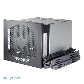 SONGS Aluminum Alloy Hard Drive Cage, 5 inch to 5x 3.5" SAS Rack Adapter SATA Hard Driver Tray Caddy CD-ROM Slot for Desktop Computer
