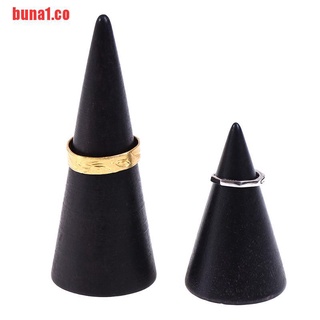 [buna1] soporte de anillo de madera negro Vintage cono estante de madera maciza