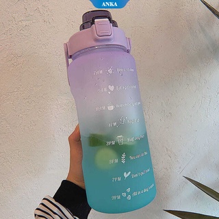 Botella deportiva de fitness 2L con recordatorio de escala de gran capacidad para beber agua botella de paja portátil 【ZK】 (5)
