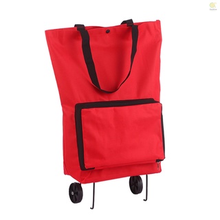 Sunshine - carrito de compras plegable con ruedas, plegable, reutilizable, plegable, bolsa de viaje, color rojo