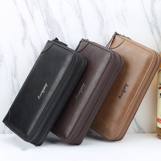 Men Wallets Double Zipper Leather Wallet Men Coin Purses Fashion Long Male Clutch Bag with Phone Pocket