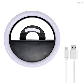 Mini Selfie anillo de luz LED círculo Clip-on anillo de luz recargable portátil anillo de luz Compatible con teléfonos inteligentes tabletas maquillaje espejos para Selfie maquillaje Video Chat videoconferencia