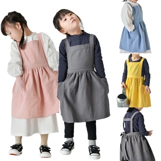 ✭Xs✿Delantal ajustable para niños y niñas, delantal ajustable para cocina, uniforme para hornear con bolsillo lateral