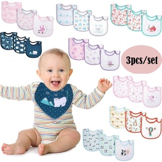 3pcs Baby Double Layer Cotton Towel Triangular Scarf Kids Bib Toddler Feeding Bibs