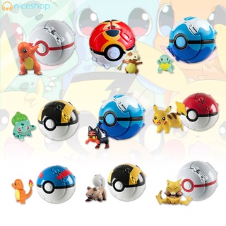 Pokebola Pokemon con personaje De animación Japonesa/juguete De apretar con Figuras pequeñas Dentro De Pika/regalo Para fans/niños