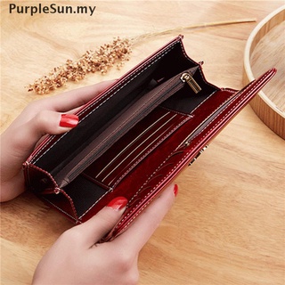 [Púrpurasun] cartera de cuero PU para mujer bolso largo bolso de mano para dama titular tarjeta MY (4)