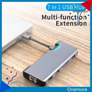ONEM 7-in-1 Type-C USB-C to HDMI-compatible RJ45 USB 3.0 PD Charging Hub Docking Station Adapter