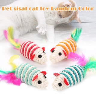 Juguete de gato para mascotas, ratón falso, rascador, juguetes con plumas de colores, accesorio para gatos