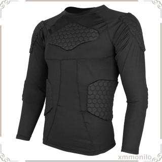 Mens Padded Compression Shirt Plus Size Protective T Shirt Chest Back Protector for Football Paintball Baseball Soccer