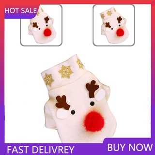 /TY/ Invierno algodón suave navidad mascota perro de nariz grande alce blanco abrigo ropa ropa