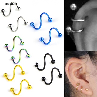 aosun Punk Stainless Steel Spiral Helix Ear Stud Lip Nose Ring Body Piercing Jewelry co
